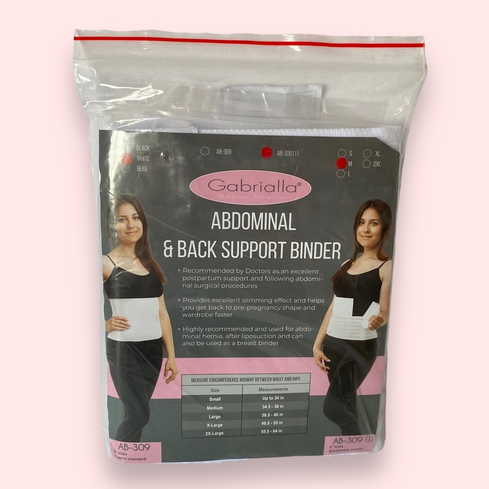 NWT Gabrialla Abdomjnal & Back Support Binder Postpartum Post-Surgery SZ M AB309